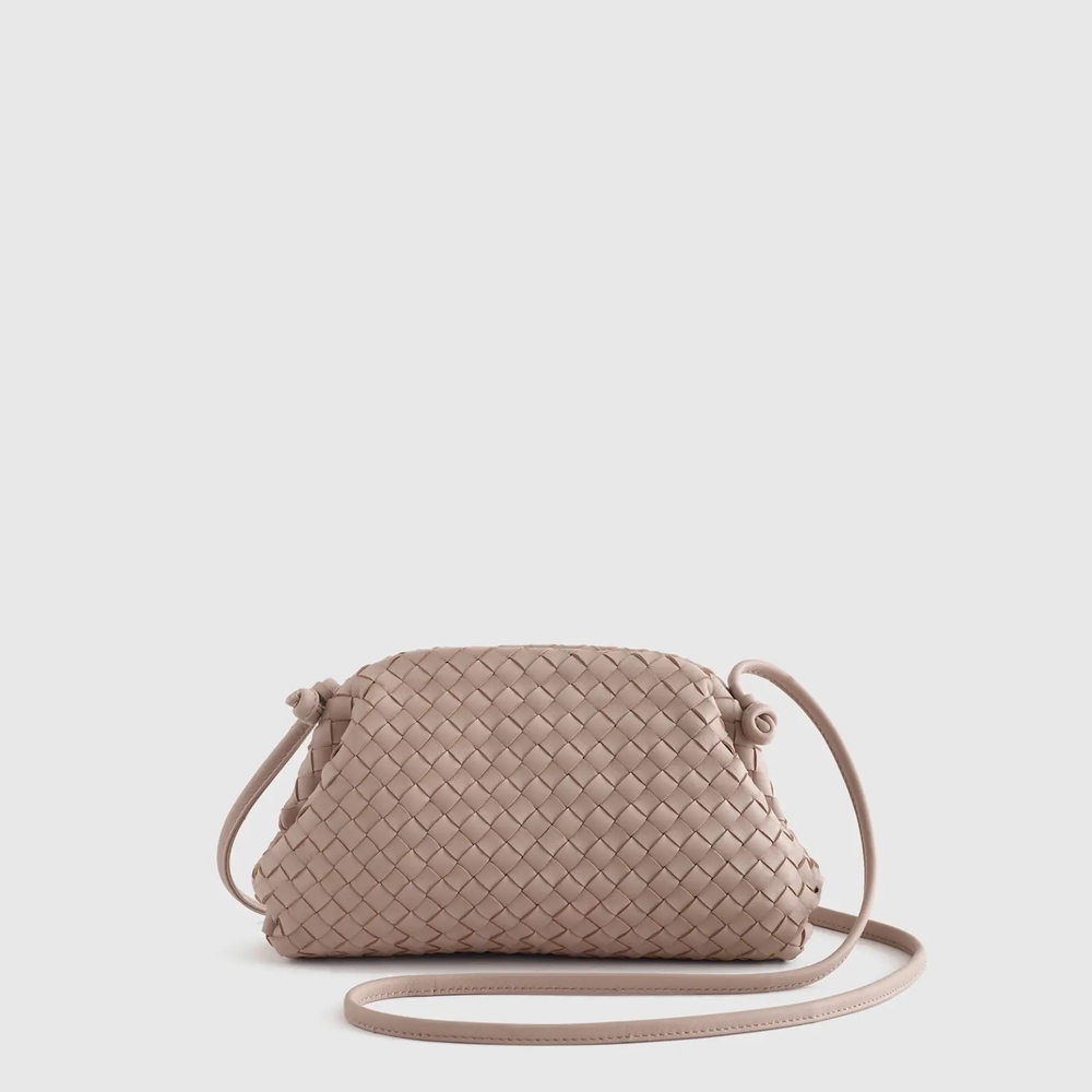 Quince Taupe Woven Crossbody Bag